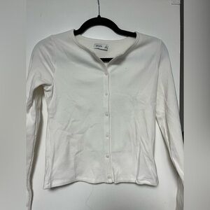 Hollister Cream Ribbed Top with Buttons